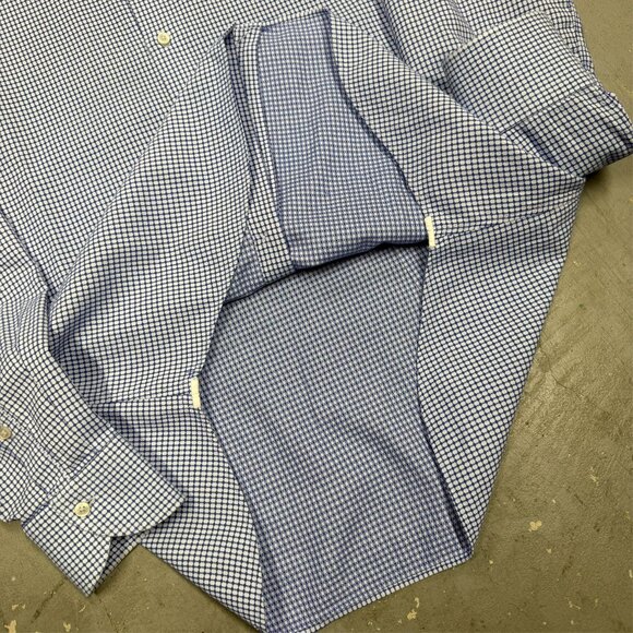 XACUS Dress Shirt Textured Made in Italy Cotton Long Sleeve Blue 16.5 Large - Picture 7 of 9